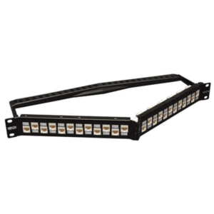 24-Port 1U Rack-Mount Cat6/Cat5 V-Shaped Patch Panel with 24 Keystone Jacks, 568B, RJ45 Ethernet