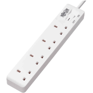 4-Outlet Power Strip – British BS1363A, 220–250V AC, 13A, 1.8m Cord, Fused Plug, White